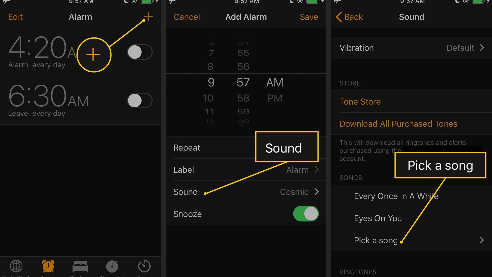 how to set a song as an iphone alarm