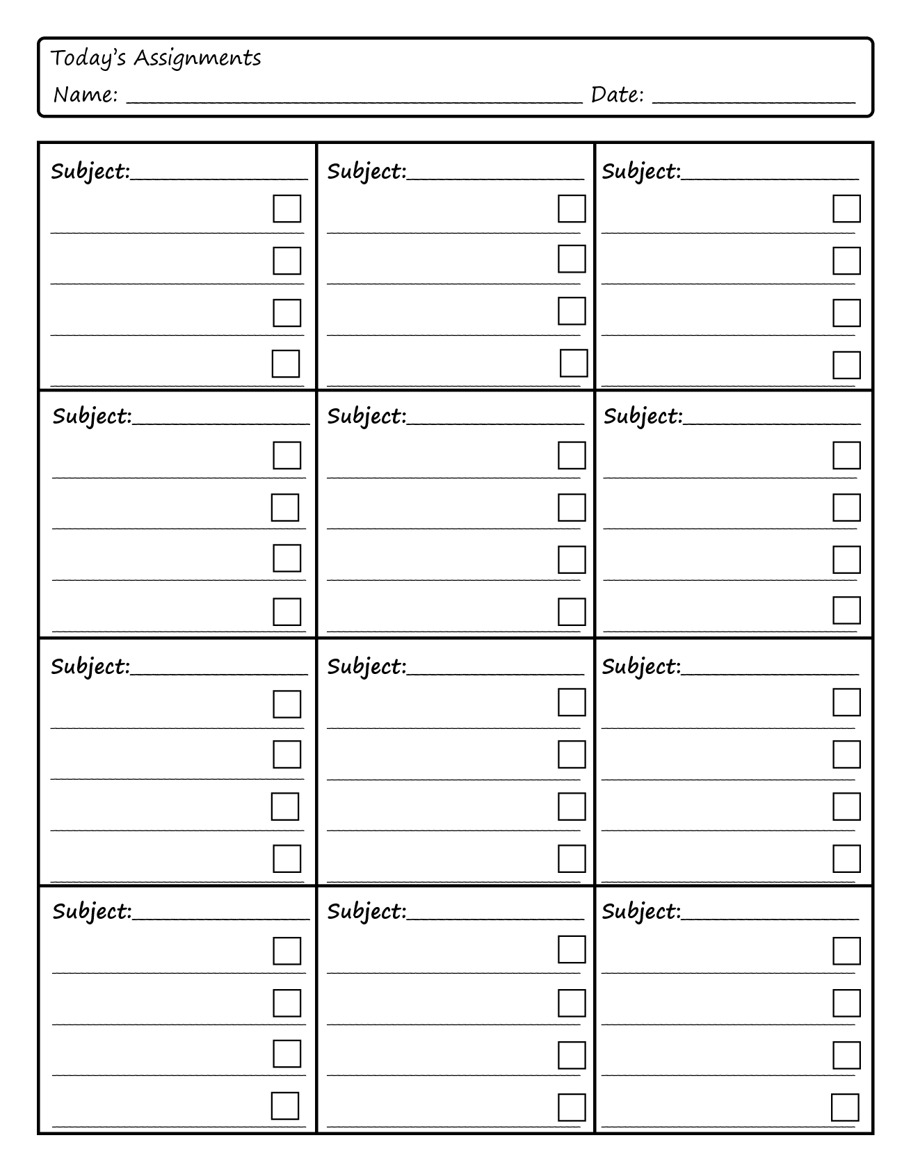 Daily Check Off Calendar Weekly Calendar Behavior And Assignments