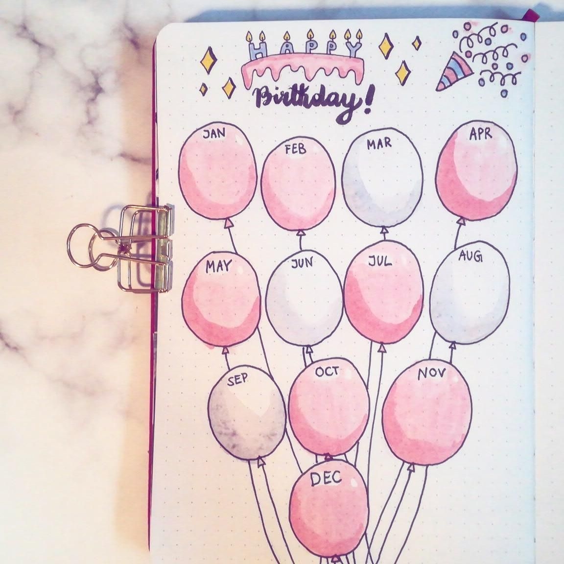 i made a birthday calendar! : bulletjournal