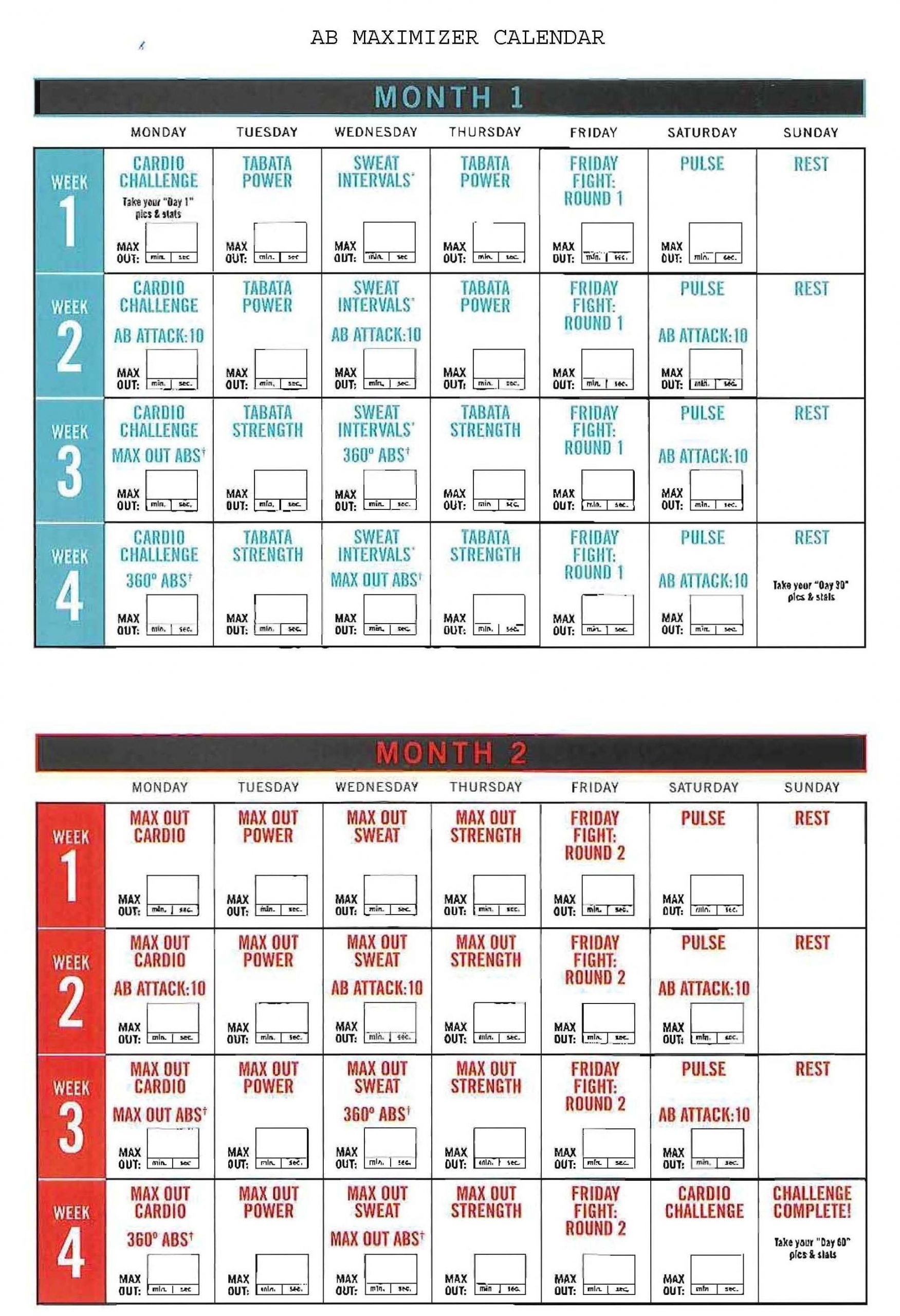 Insanity Ab Maximizer Calendar! Hit Tha Floor Starting 12