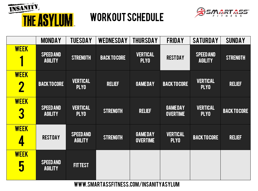 Insanity Asylum Calendar | Insanity Asylum Workout, Insanity