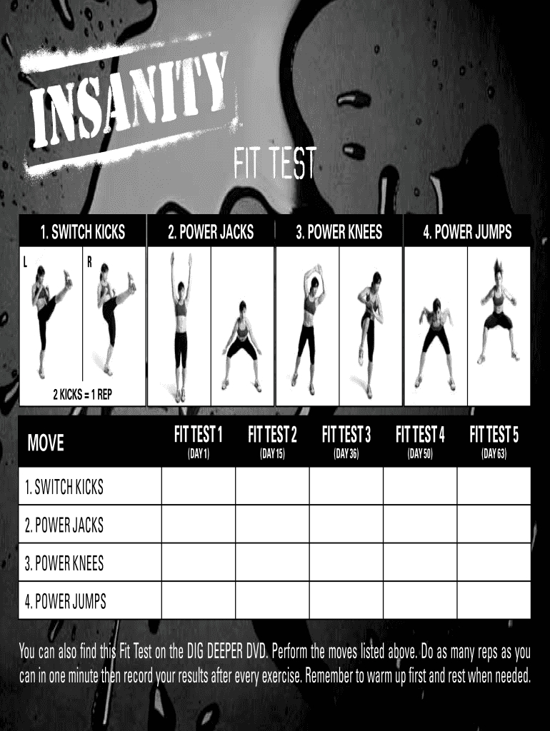 insanity fit test sheet fill online, printable, fillable