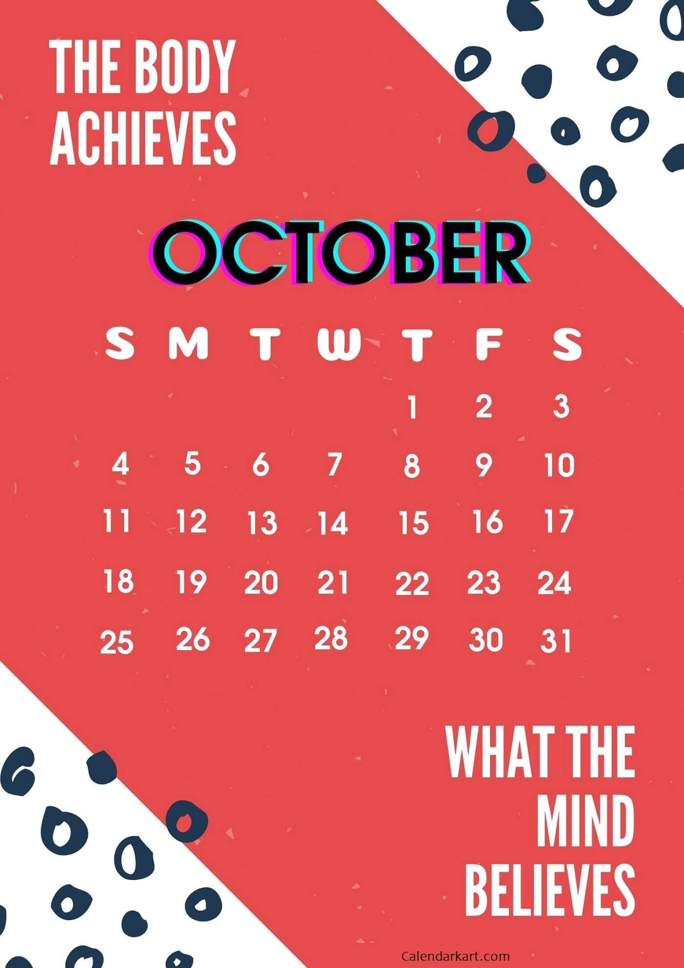 inspirational october 2020 calendar with quotes free