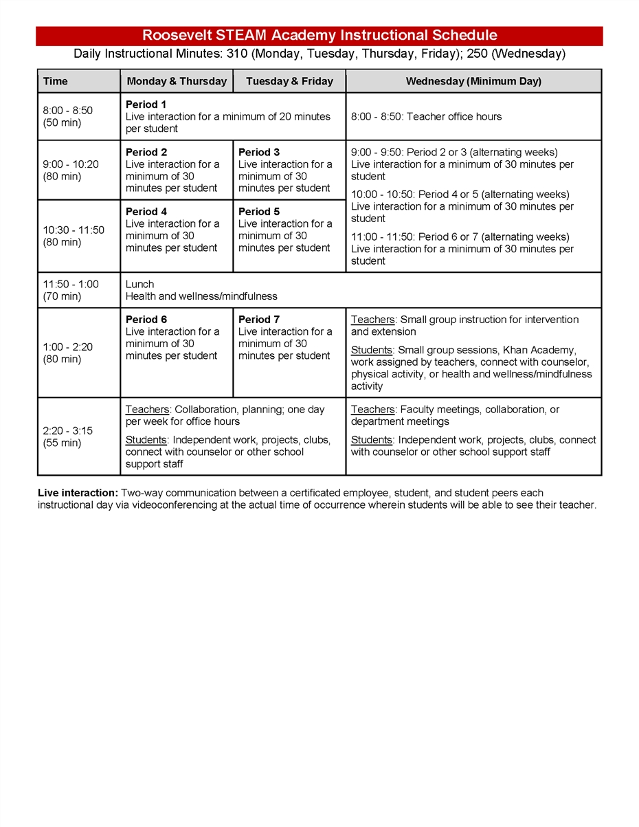 instructional schedules / bell schedules