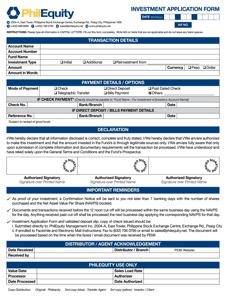 Investment Form Fill Out And Sign Printable Pdf Template | Signnow