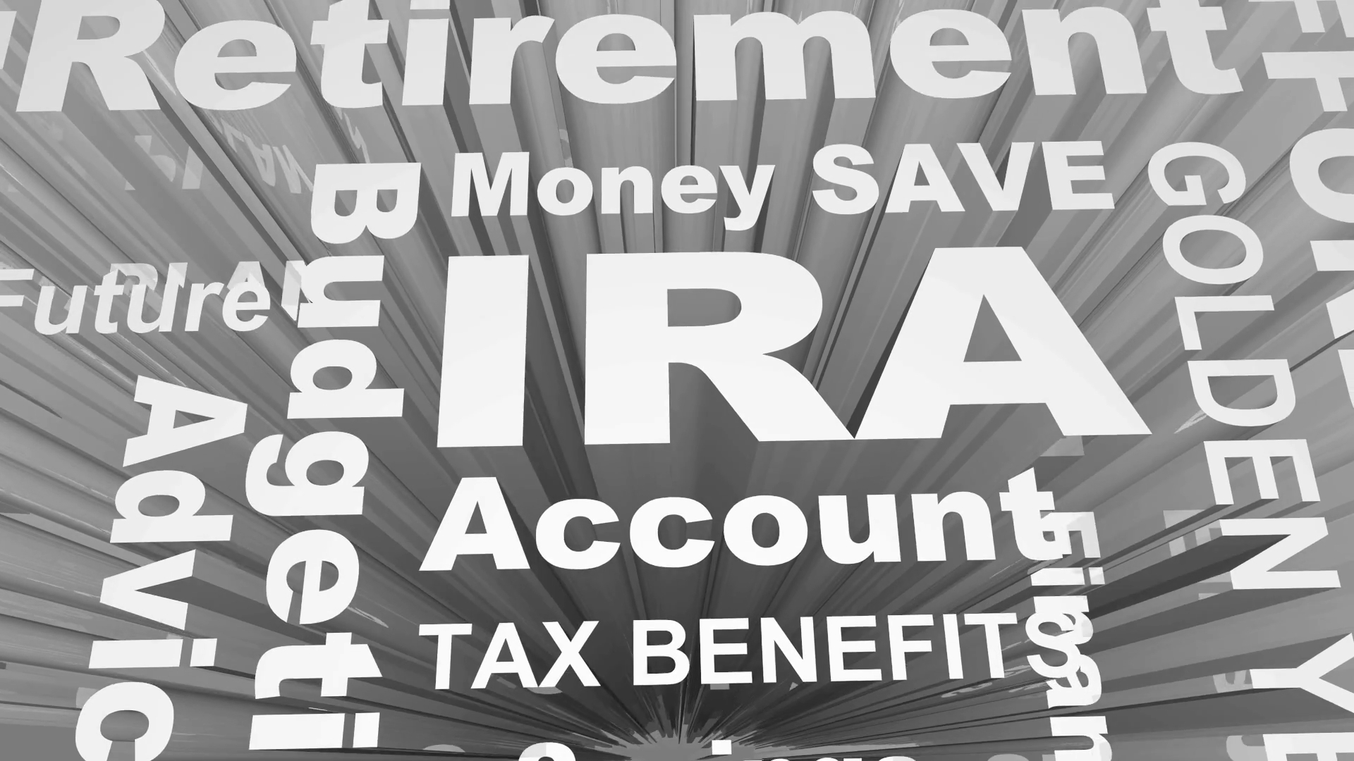 Ira Individual Retirement Account Savings Plan Word Collage 3 D Animation