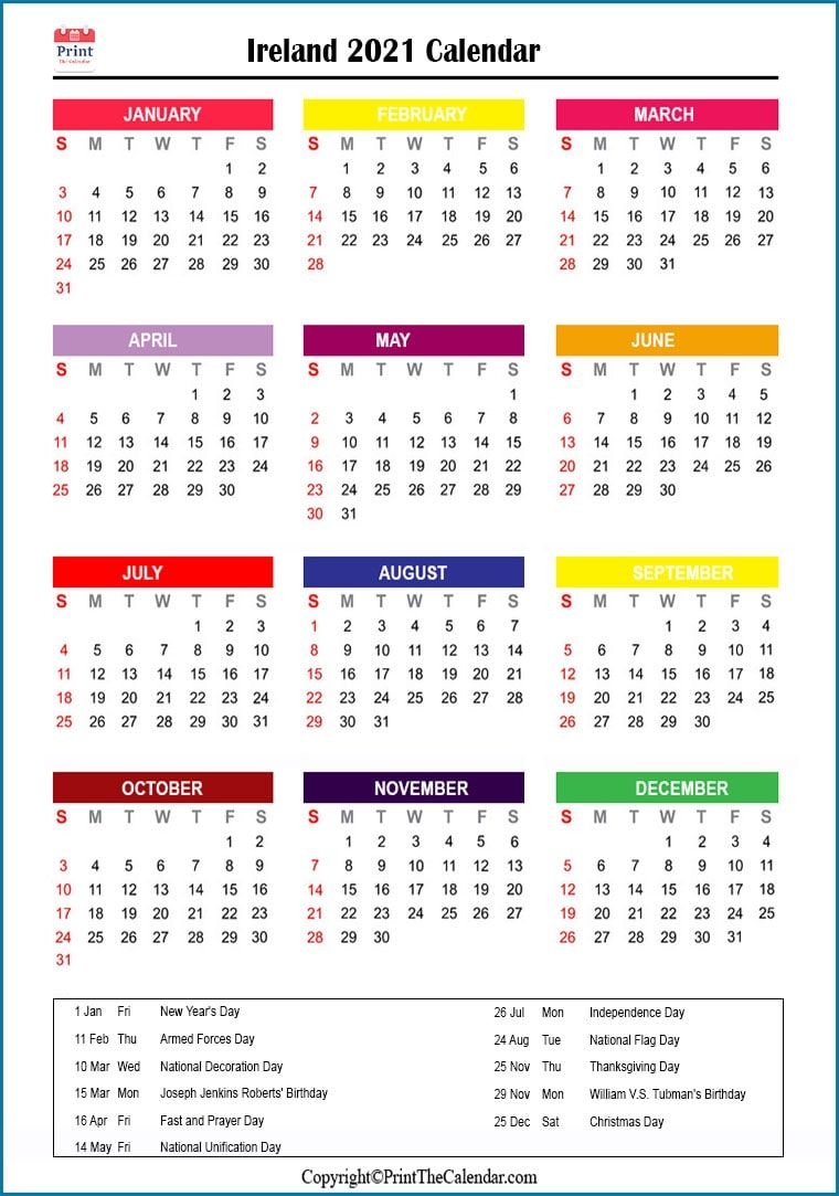 Ireland Holidays 2021 [2021 Calendar With Ireland Holidays]
