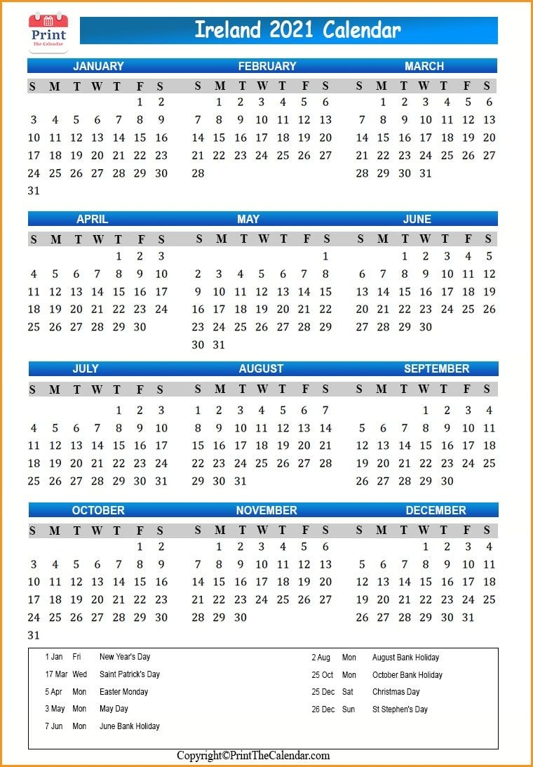 Ireland Holidays 2021 [2021 Calendar With Ireland Holidays]