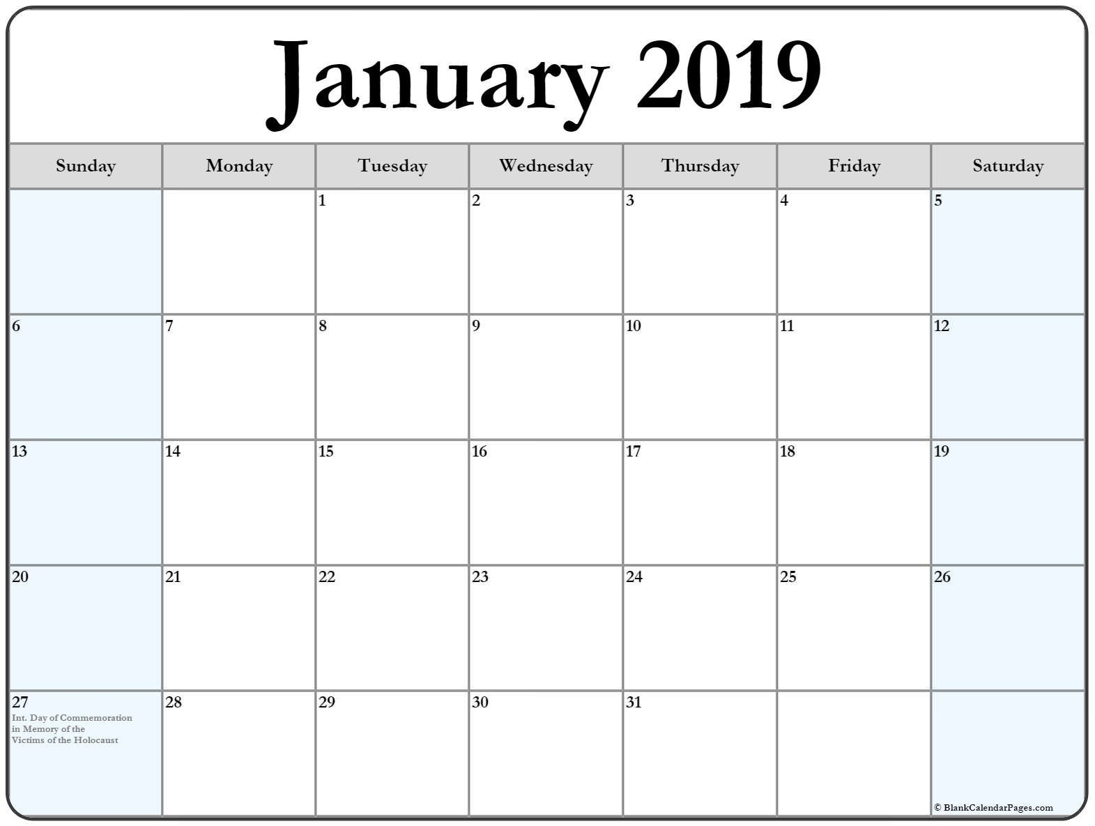 January 2019 Calendar With International Holidays | Holiday