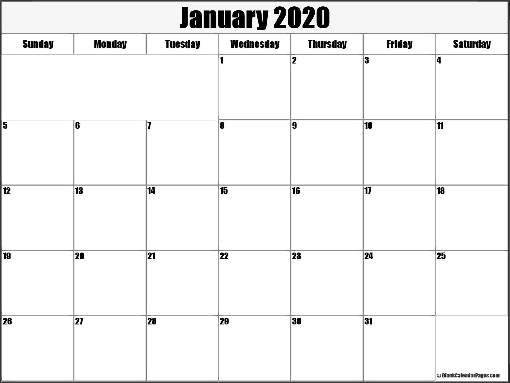 January 2020 Blank Calendar Templates December 2020 Calendar