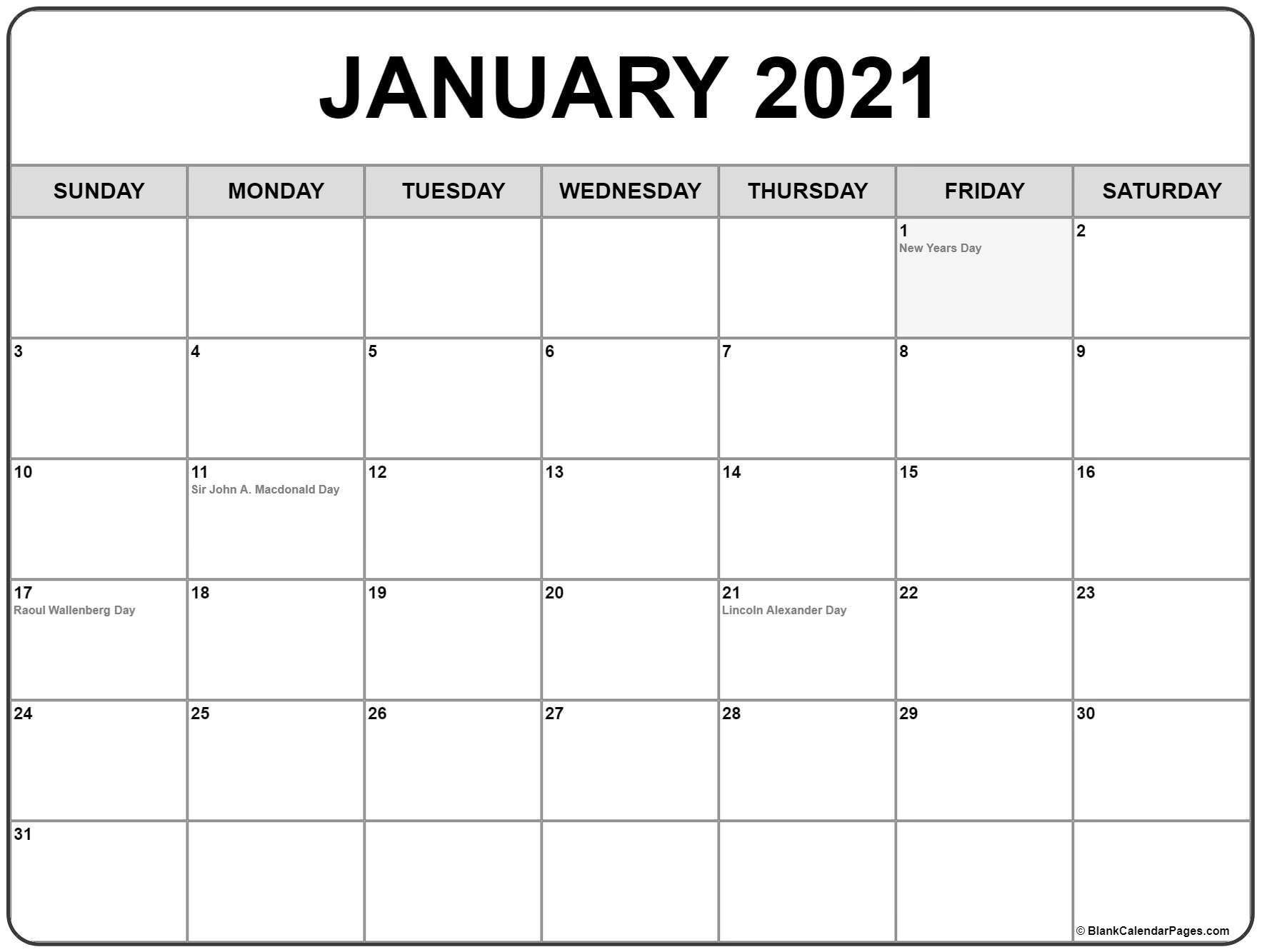 january 2021 calendar with holidays