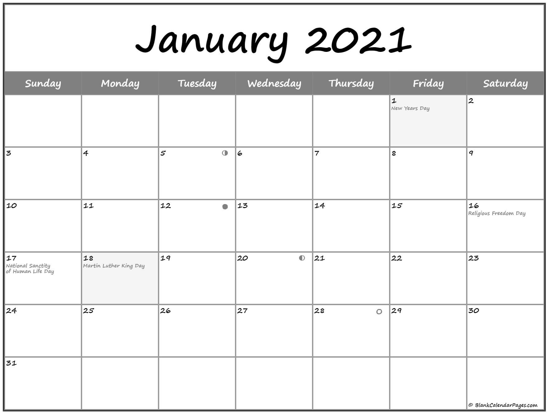 january 2021 lunar calendar | moon phase calendar