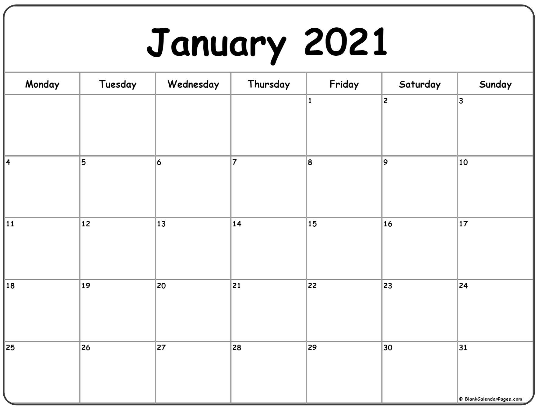 Calendar Monday Through Friday 2021 - Example Calendar ...