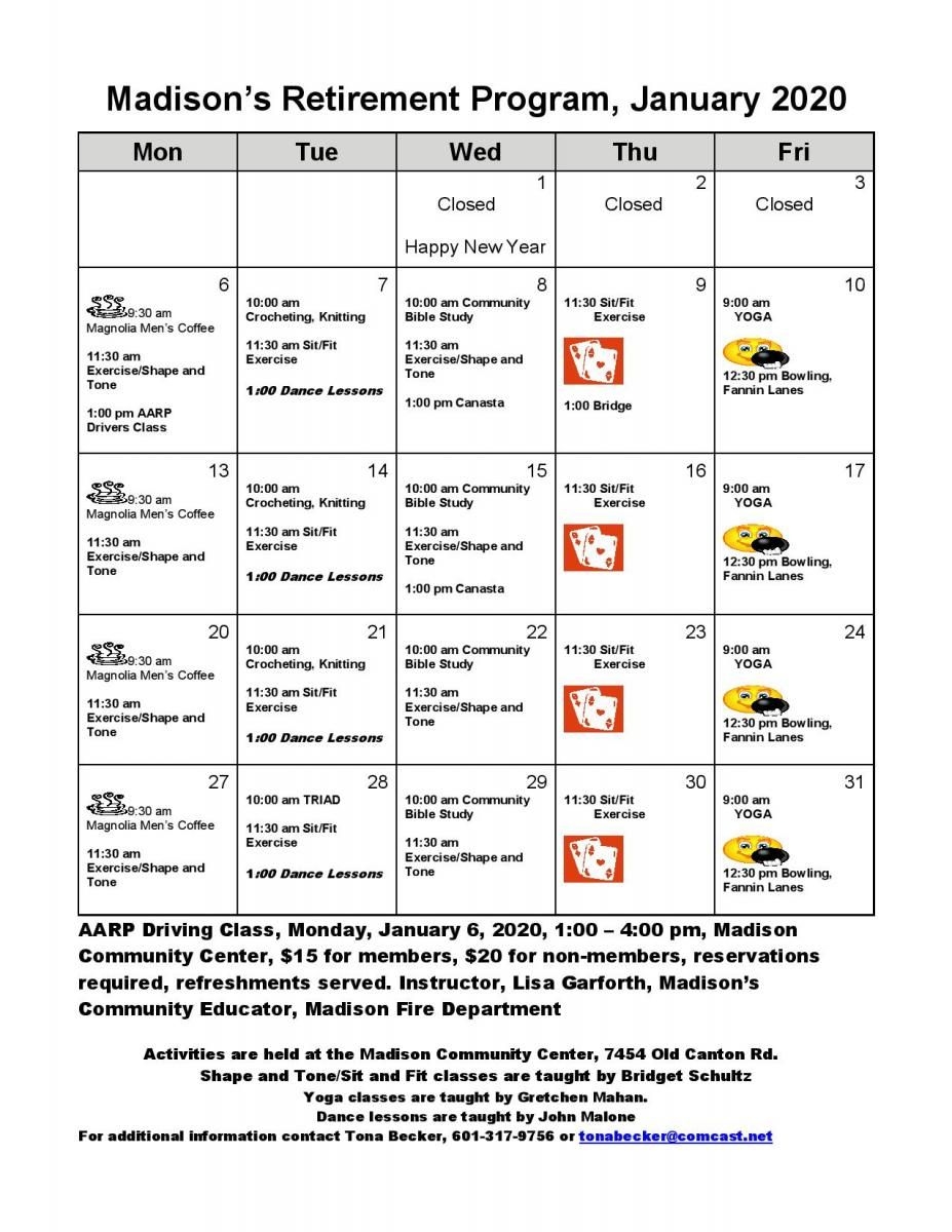 january retirement calendar | madison the city