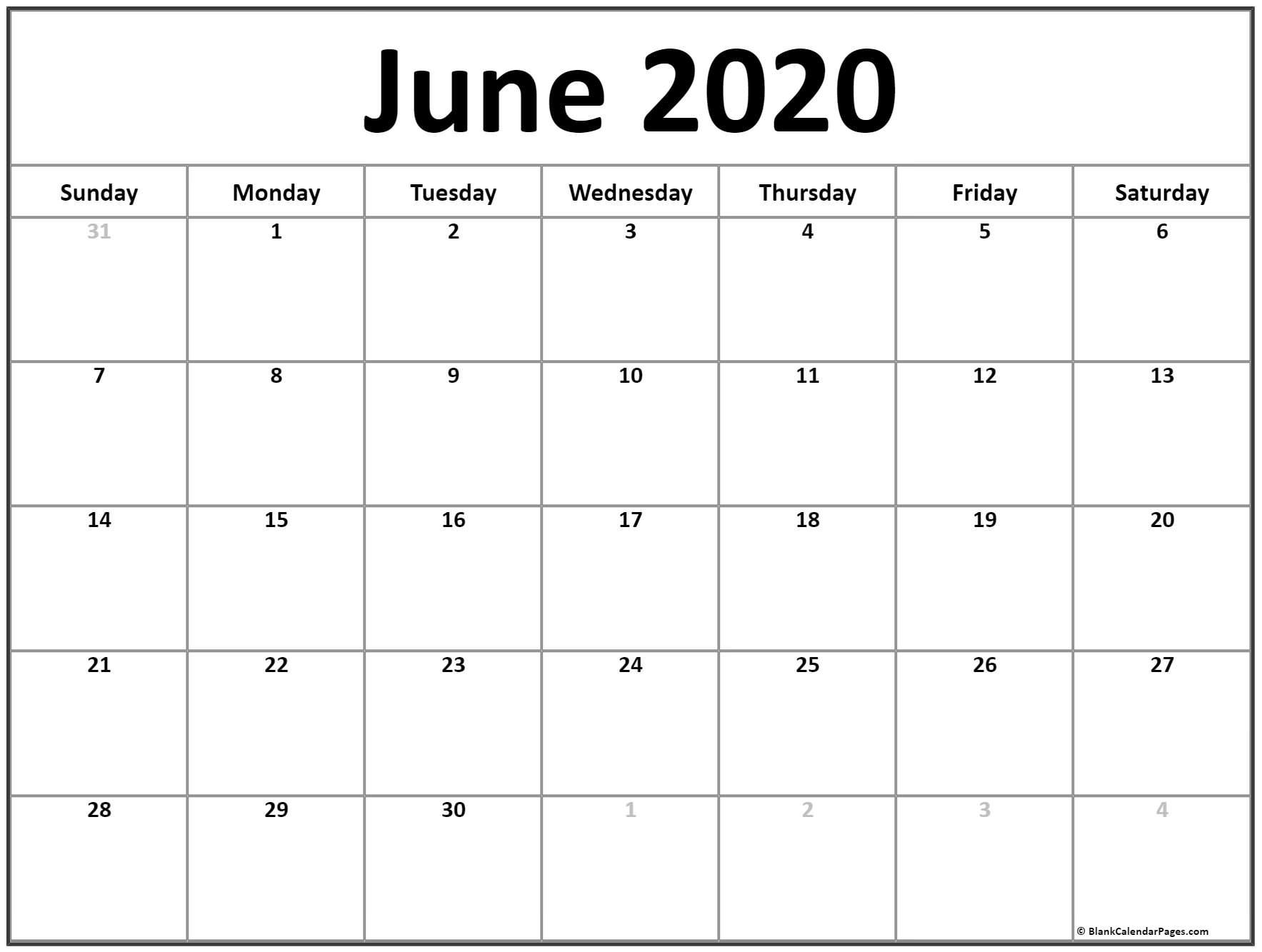 June 2020 Calendar | Free Printable Monthly Calendars