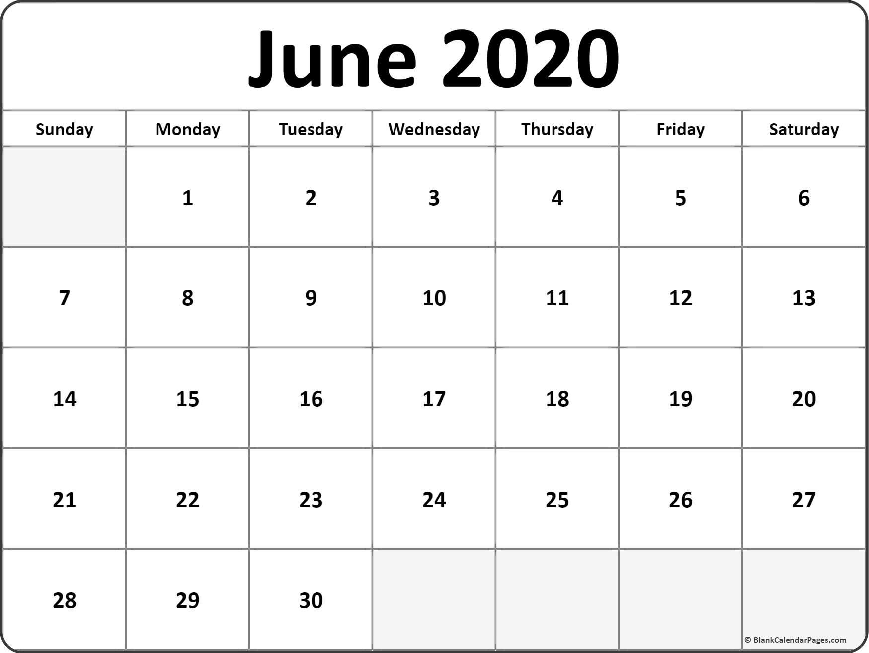 June 2020 Calendar | Free Printable Monthly Calendars