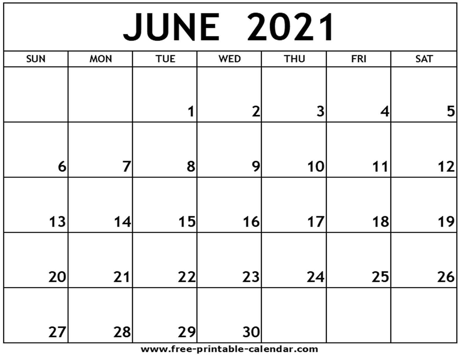 June 2021 Printable Calendar Free Printable Calendar