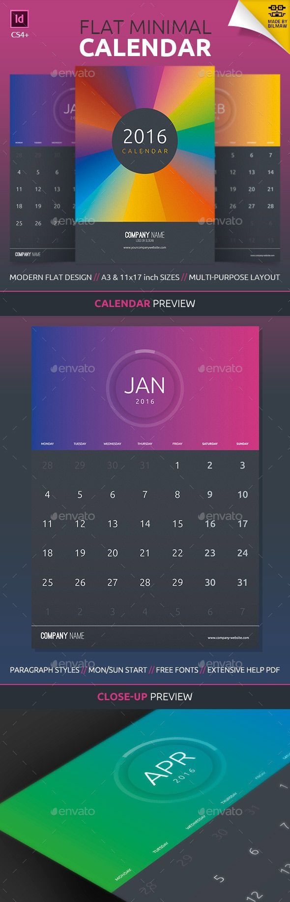 Kickstart 2016 With A Creative Monthly Calendar Template