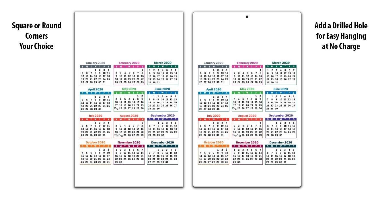 Laminated Card Calendar, 5 25 X 8 5 (colors