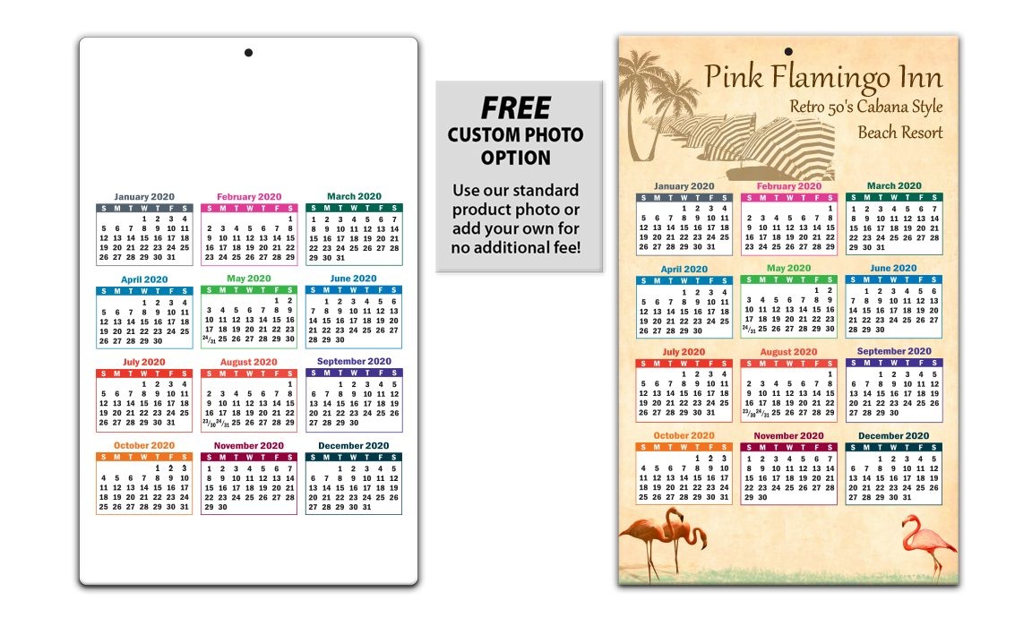 laminated card calendar, 5 25 x 8 5 (colors