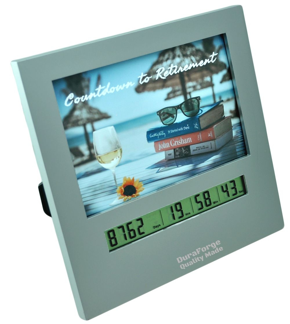 Large Display Retirement Countdown Clock With 4×6 Picture Frame, Countdown Retirement Clocks Are Fun Gifts For Women