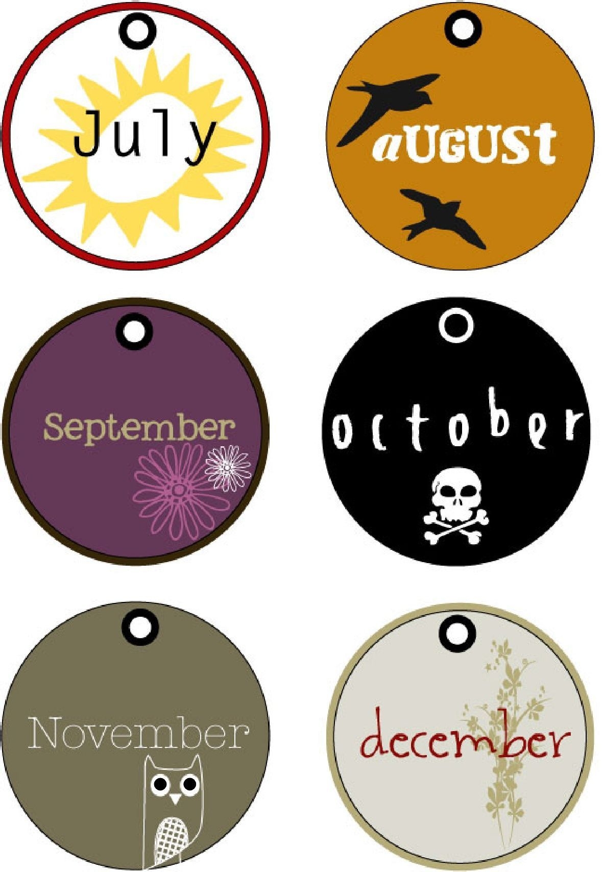 Last 6 Months Of The Year Tags (printable) | Calendar Craft
