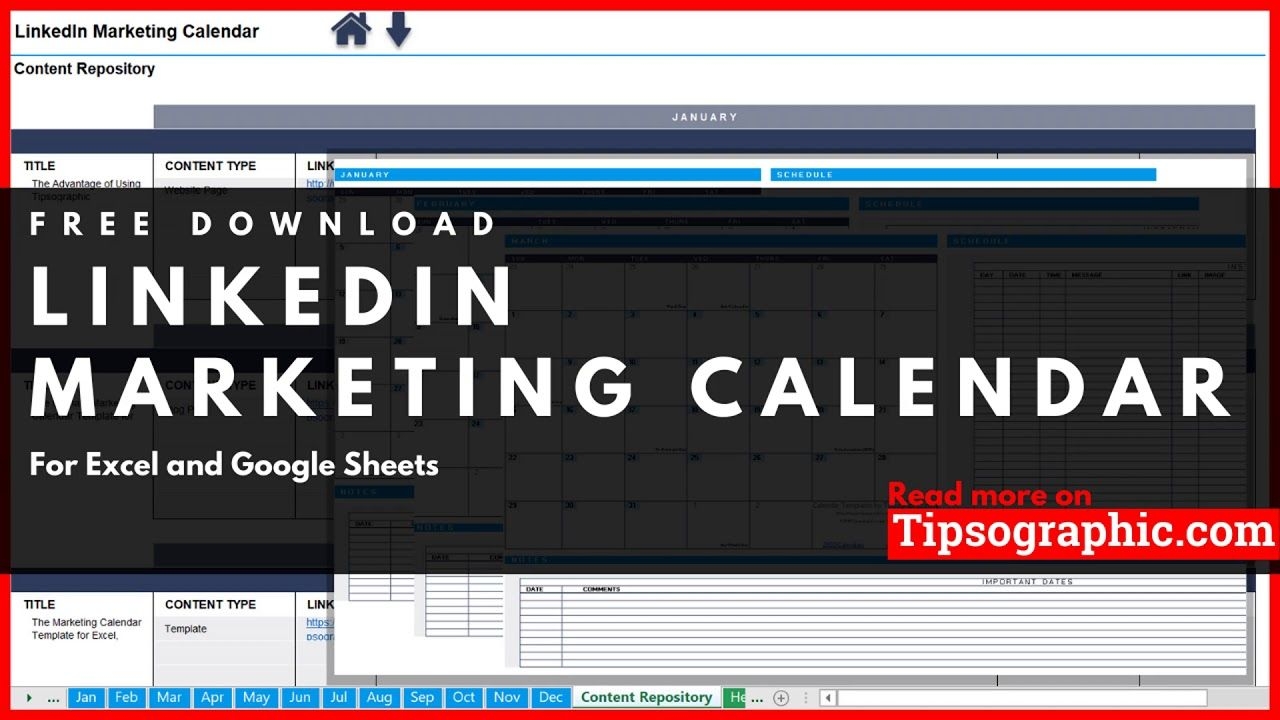 Linkedin Marketing Calendar Template For Excel (2019 2020