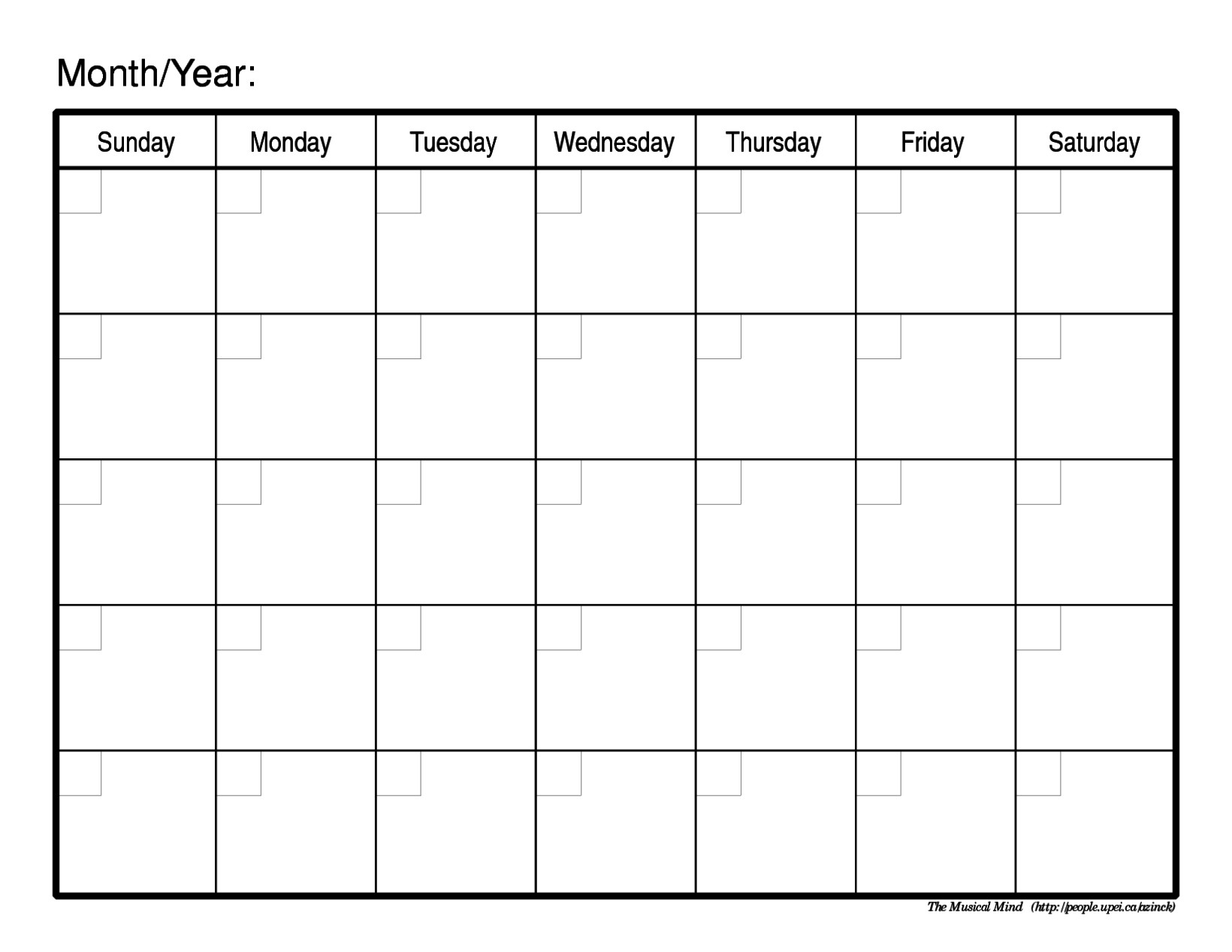 Lovely Free Printable Blank Monthly Calendar Template | Free