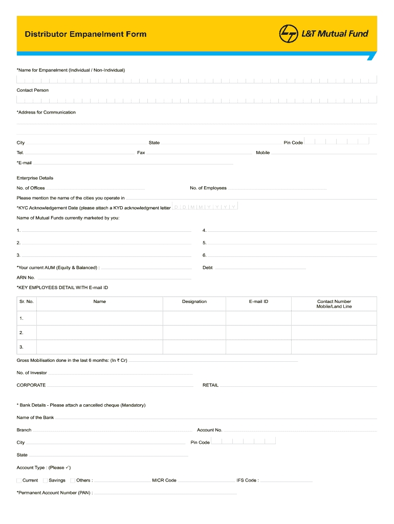 L&t Mf Online Empanelment Fill Online, Printable, Fillable