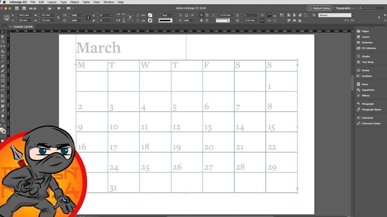 make a calendar layout in indesign