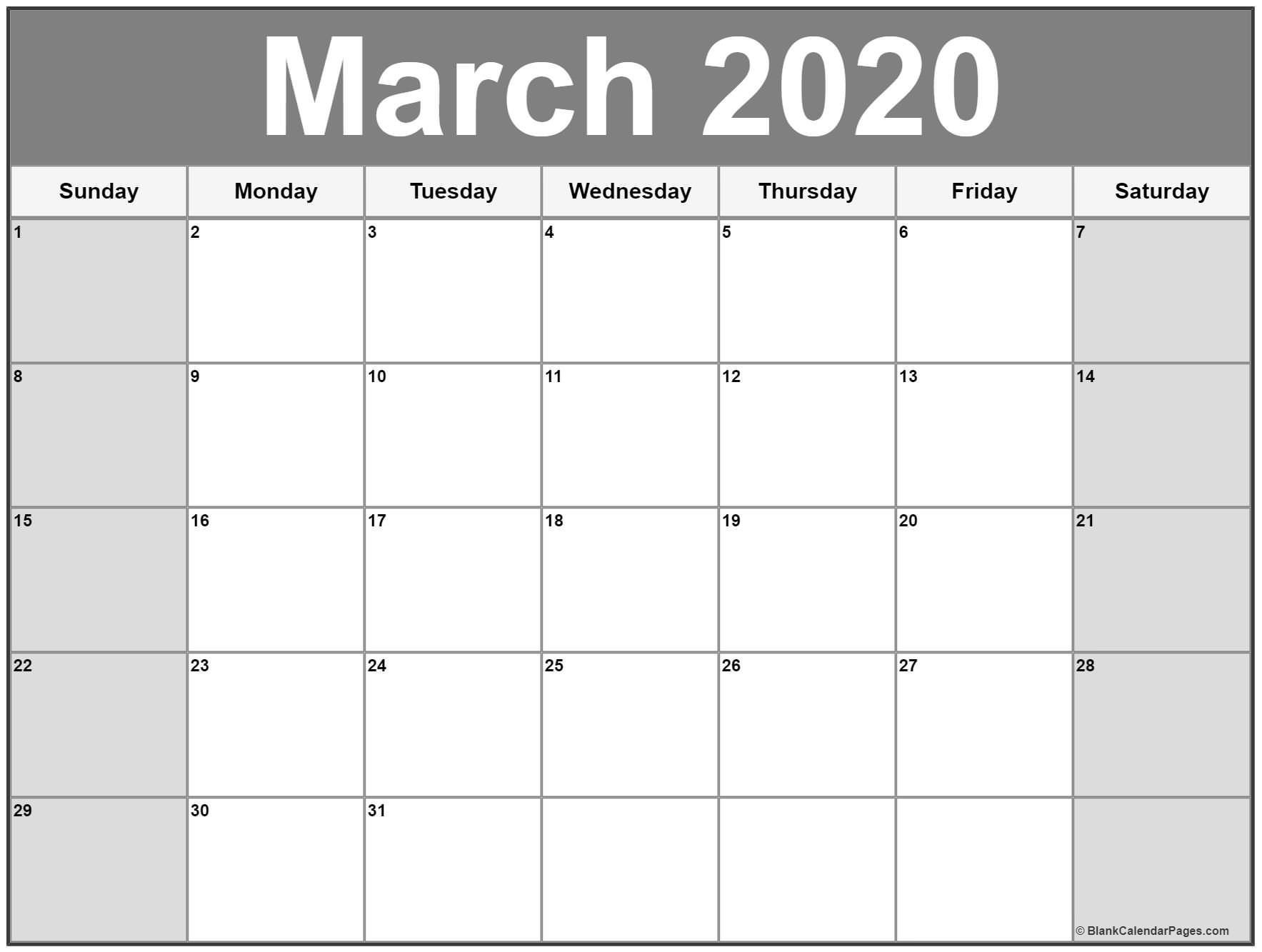 march 2020 calendar | free printable monthly calendars