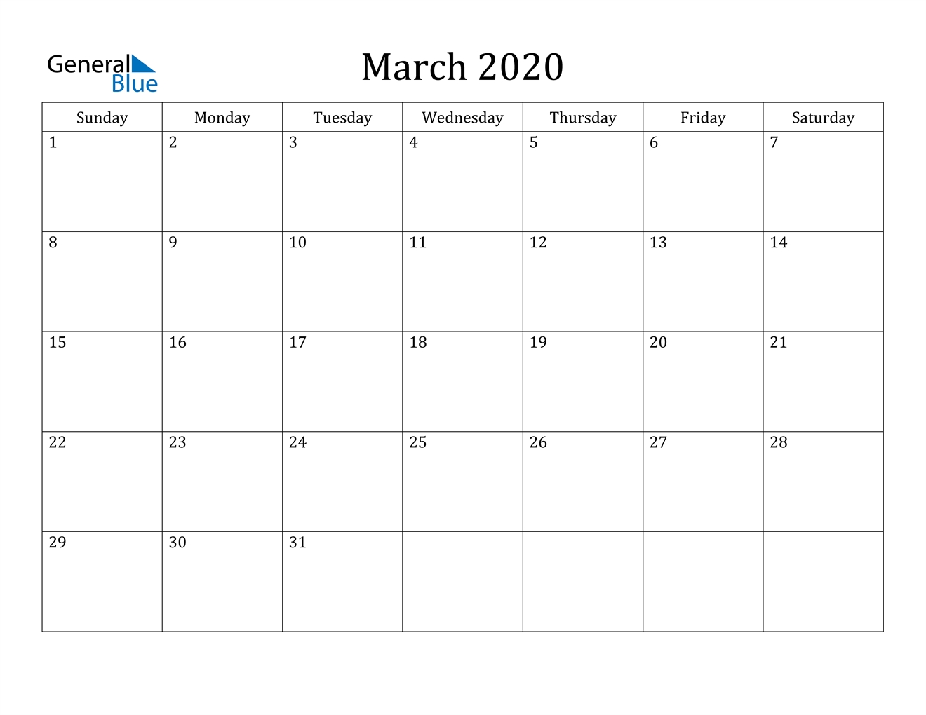 March 2020 Calendar Pdf Word Excel