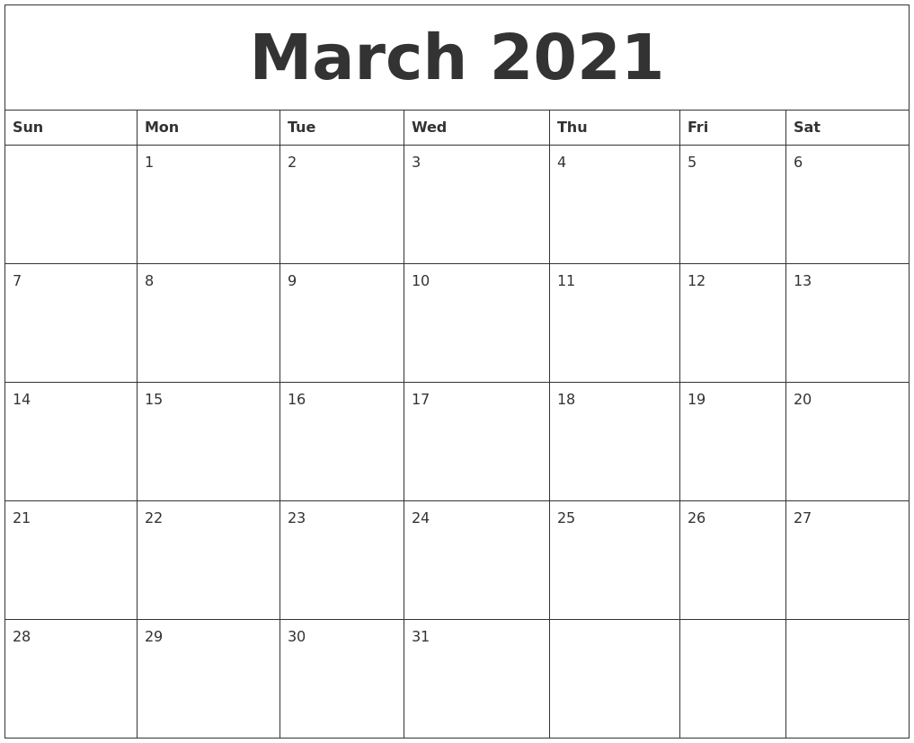 march 2021 free printable monthly calendar