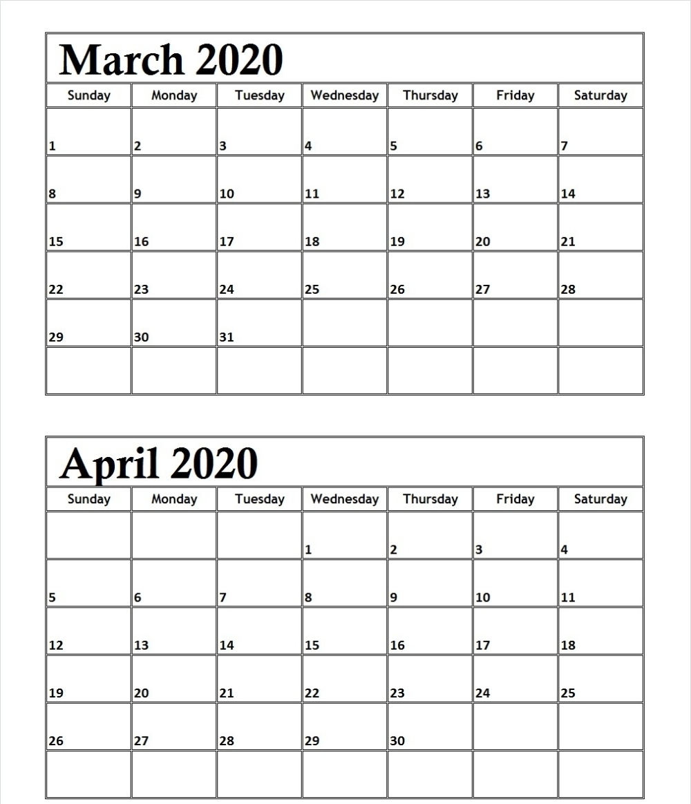 March April 2020 Calendar Management Sheet | Free Printable