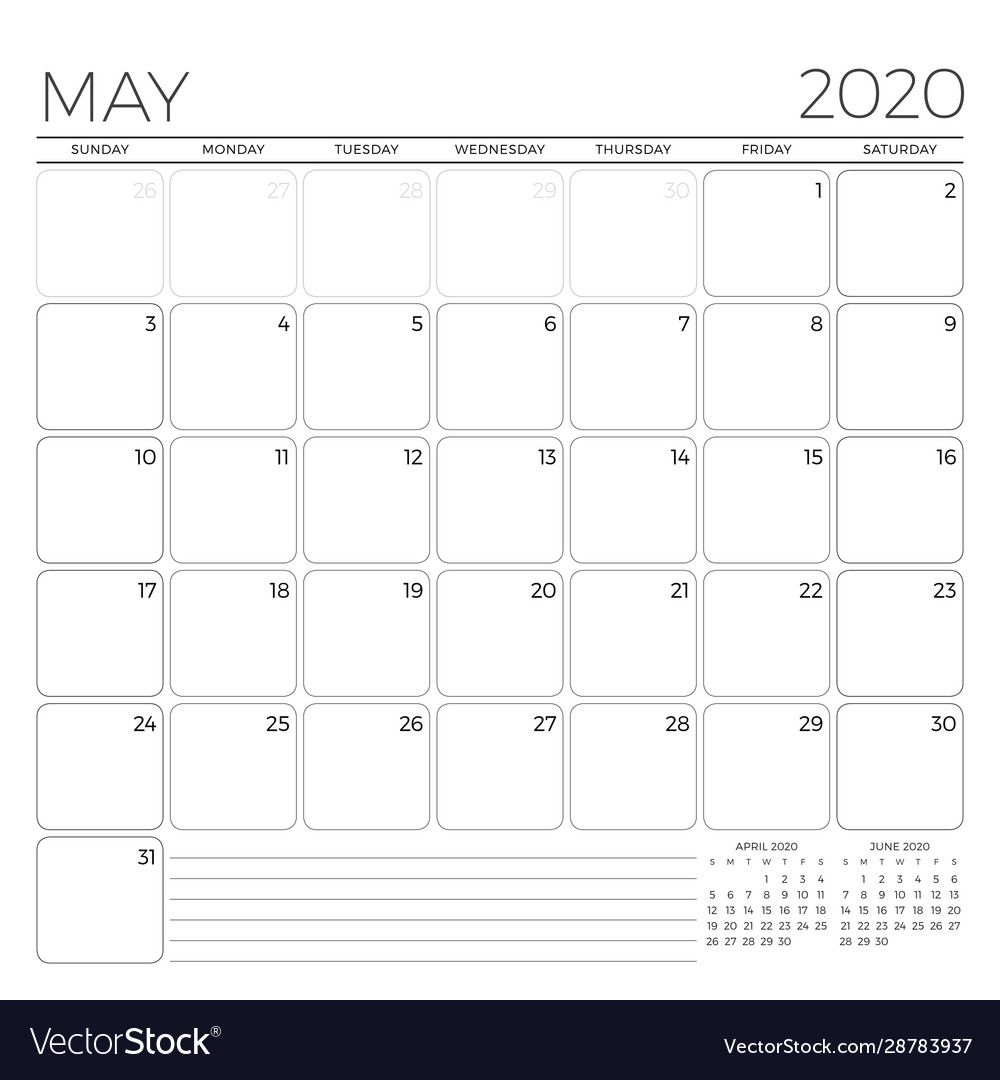 May 2020 Monthly Calendar Planner Template