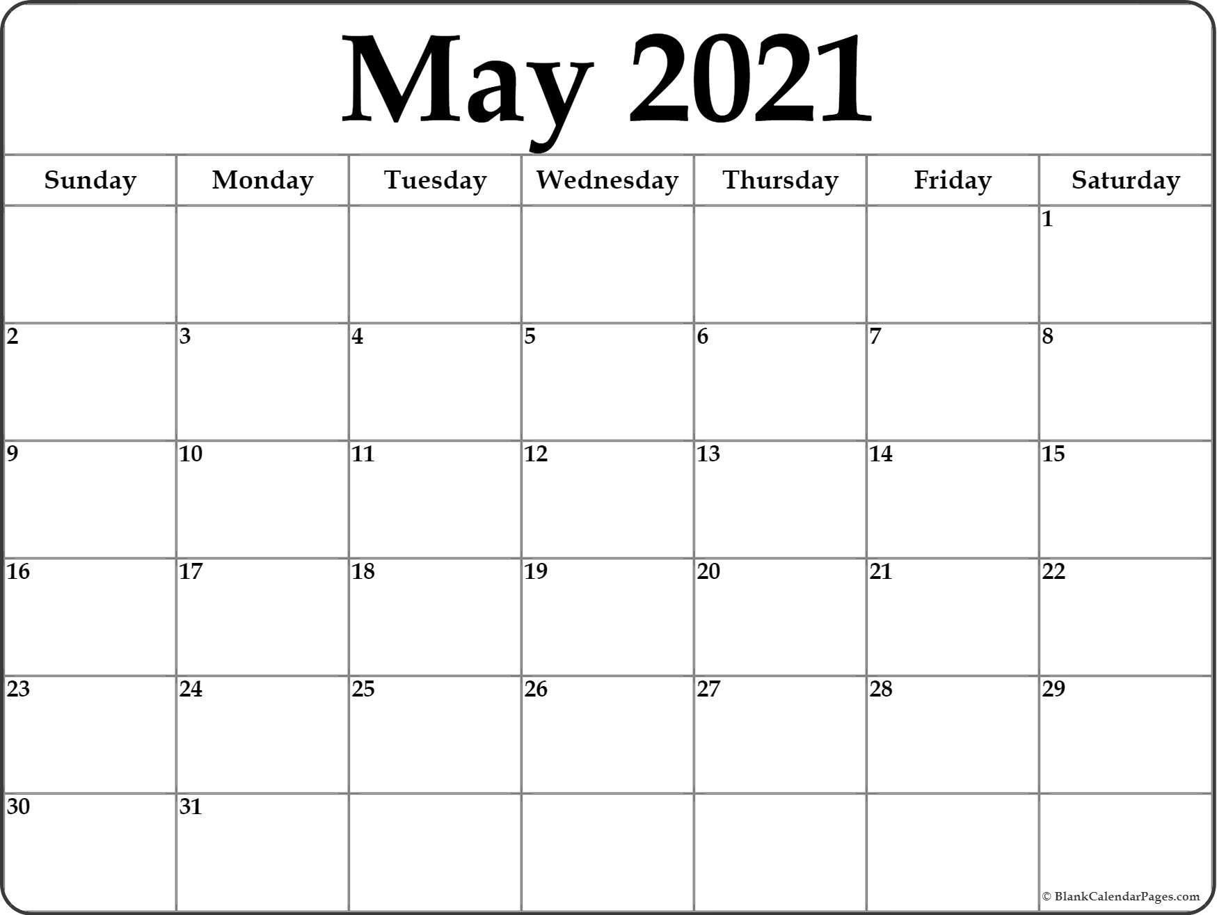 May 2021 Calendar | Free Printable Monthly Calendars