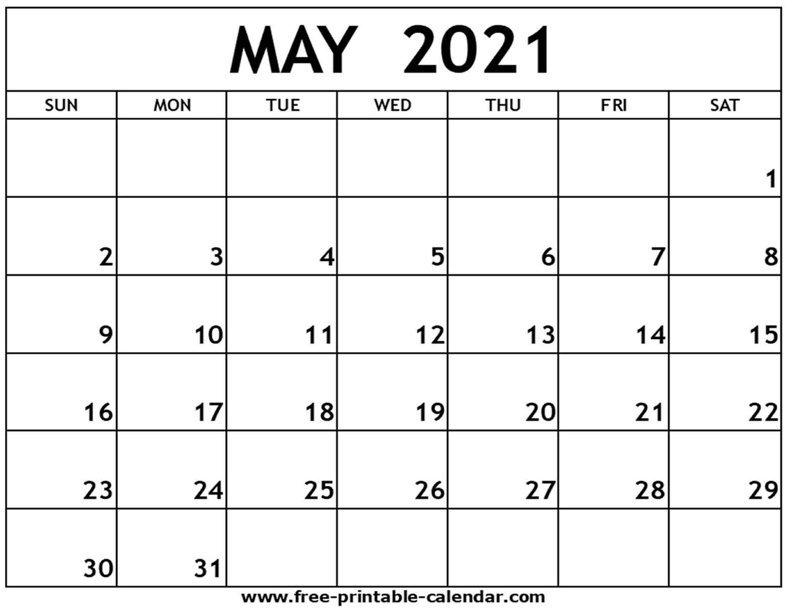 May 2021 Printable Calendar Free Printable Calendar