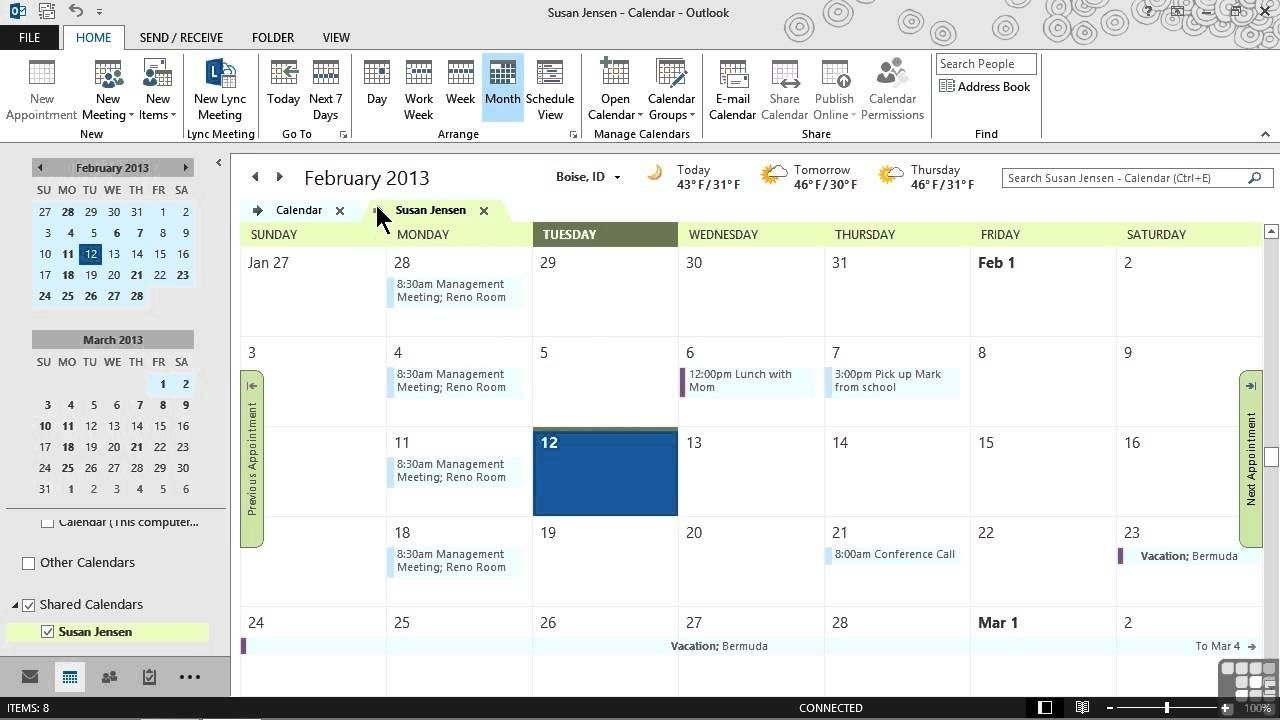 microsoft outlook 2013 tutorial | sharing calendars and