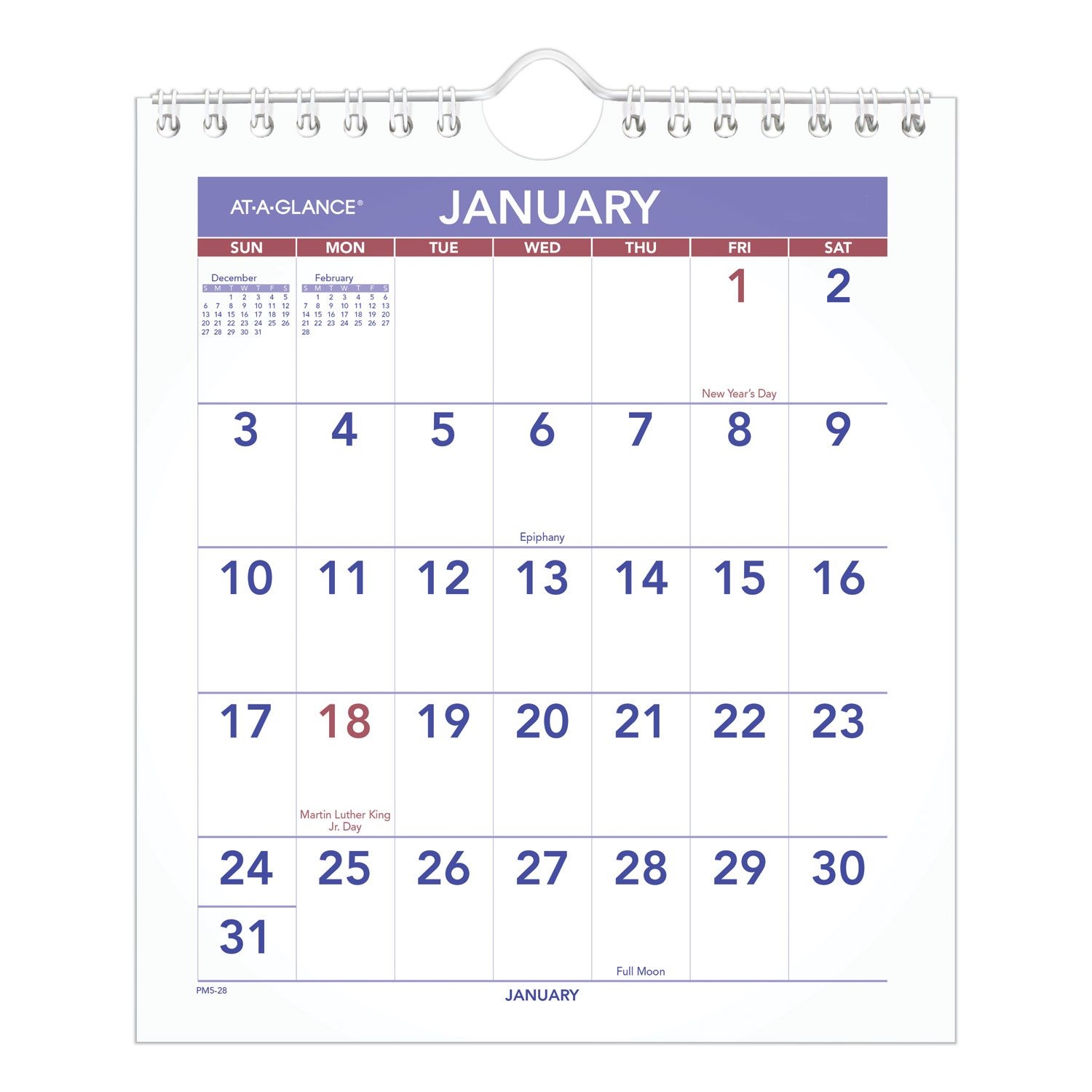 Mini Monthly Wall Calendar, 7 X 8, White, 2021