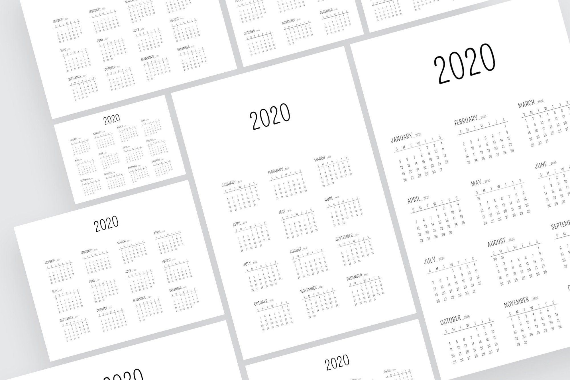 minimal calendar 2020 template