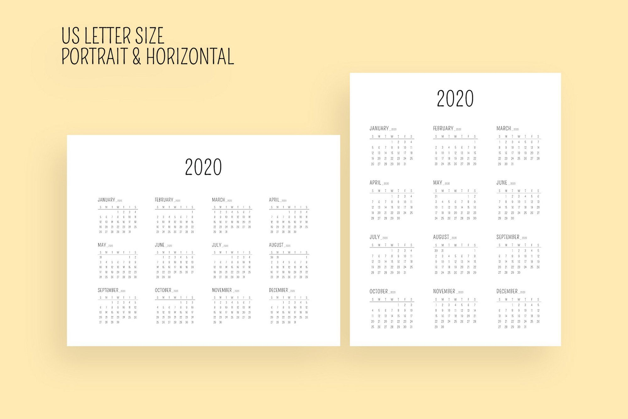 Minimal Calendar 2020 Template