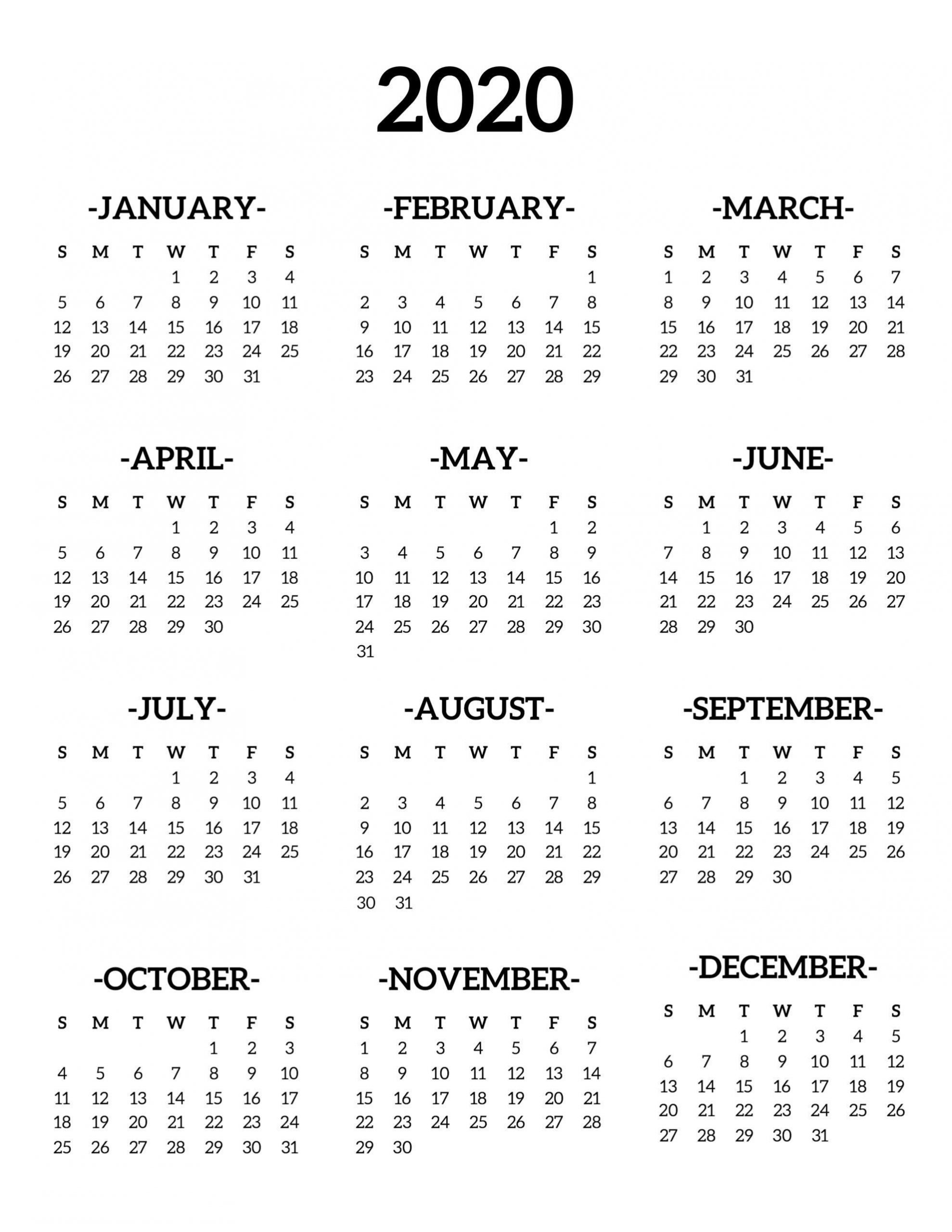 Minimal E Page Calendar For 2019 & 2020 Free Printables