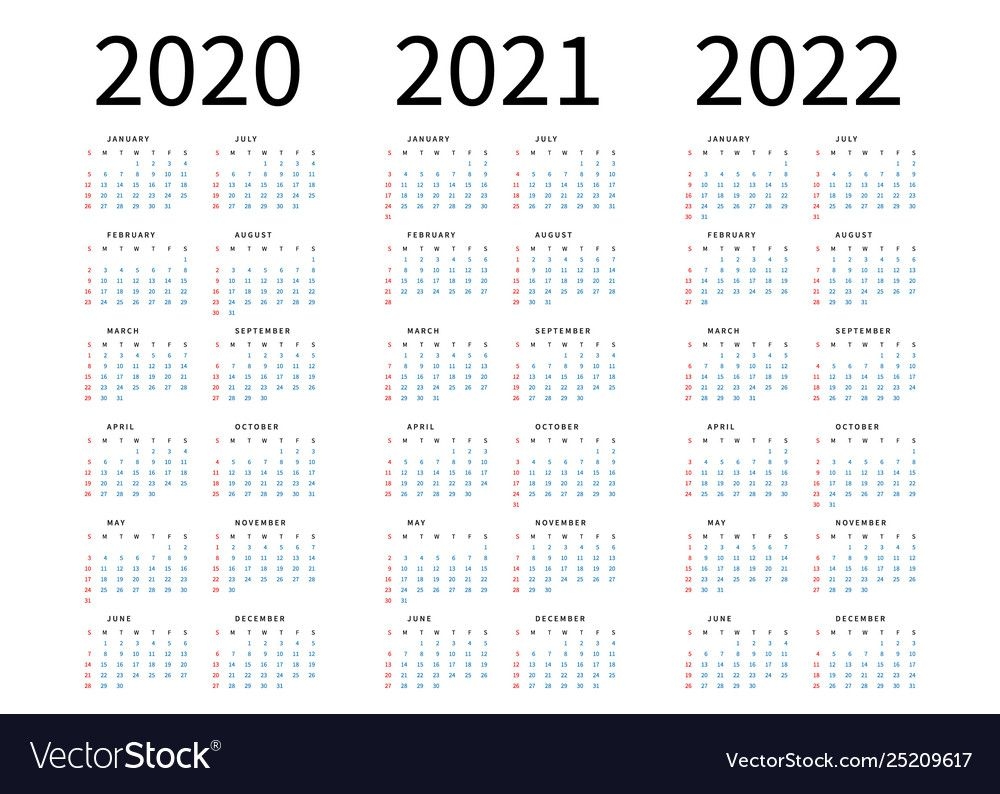 mockup simple calendar layout for 2020 2021 and