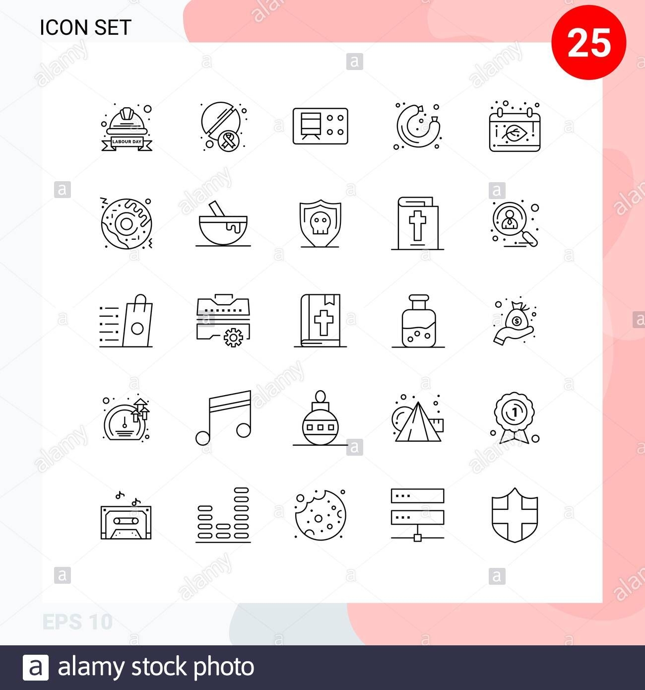 Modern Set Of 25 Lines And Symbols Such As Calendar