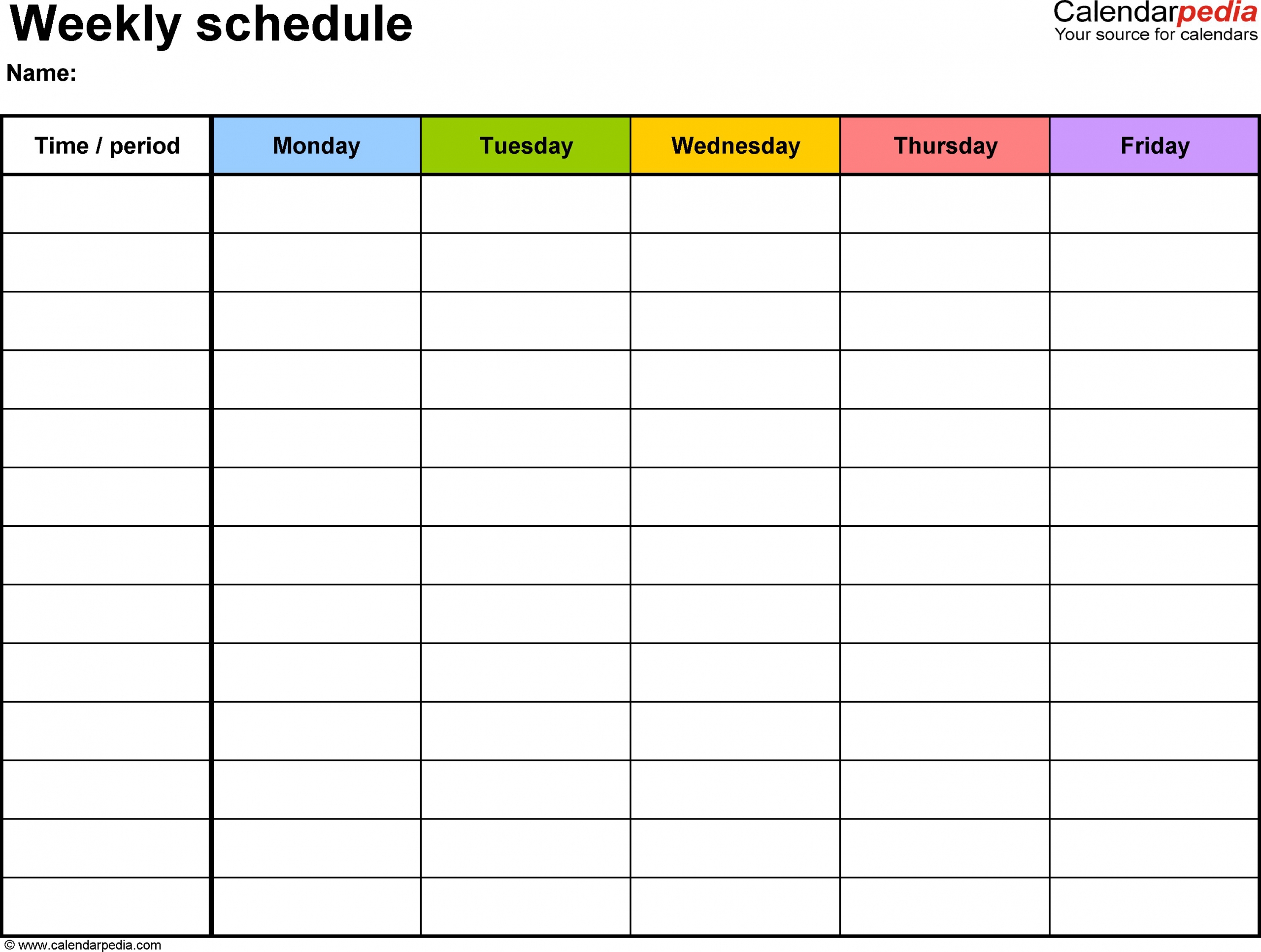 Monday Friday Calendar In 2020 | Daily Schedule Template