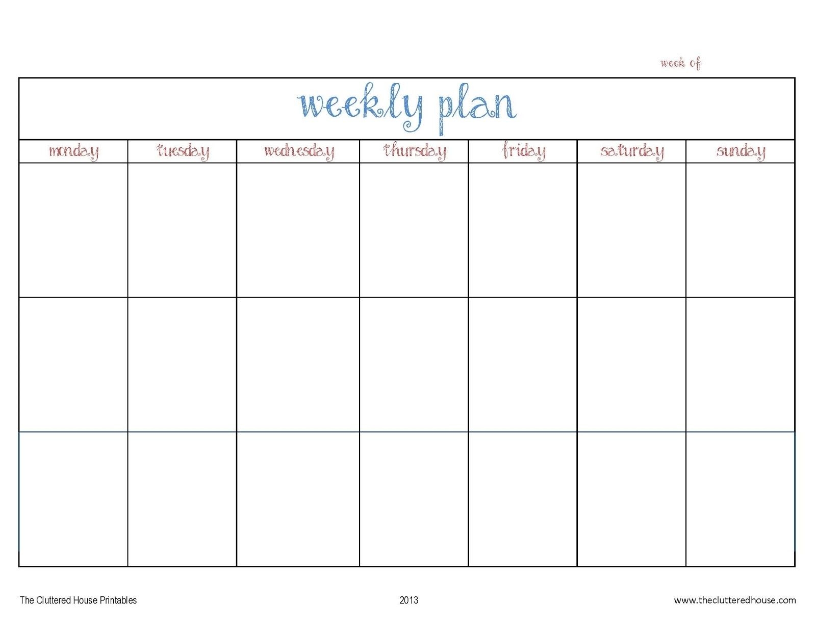 Monday Friday Schedule Template - Example Calendar Printable