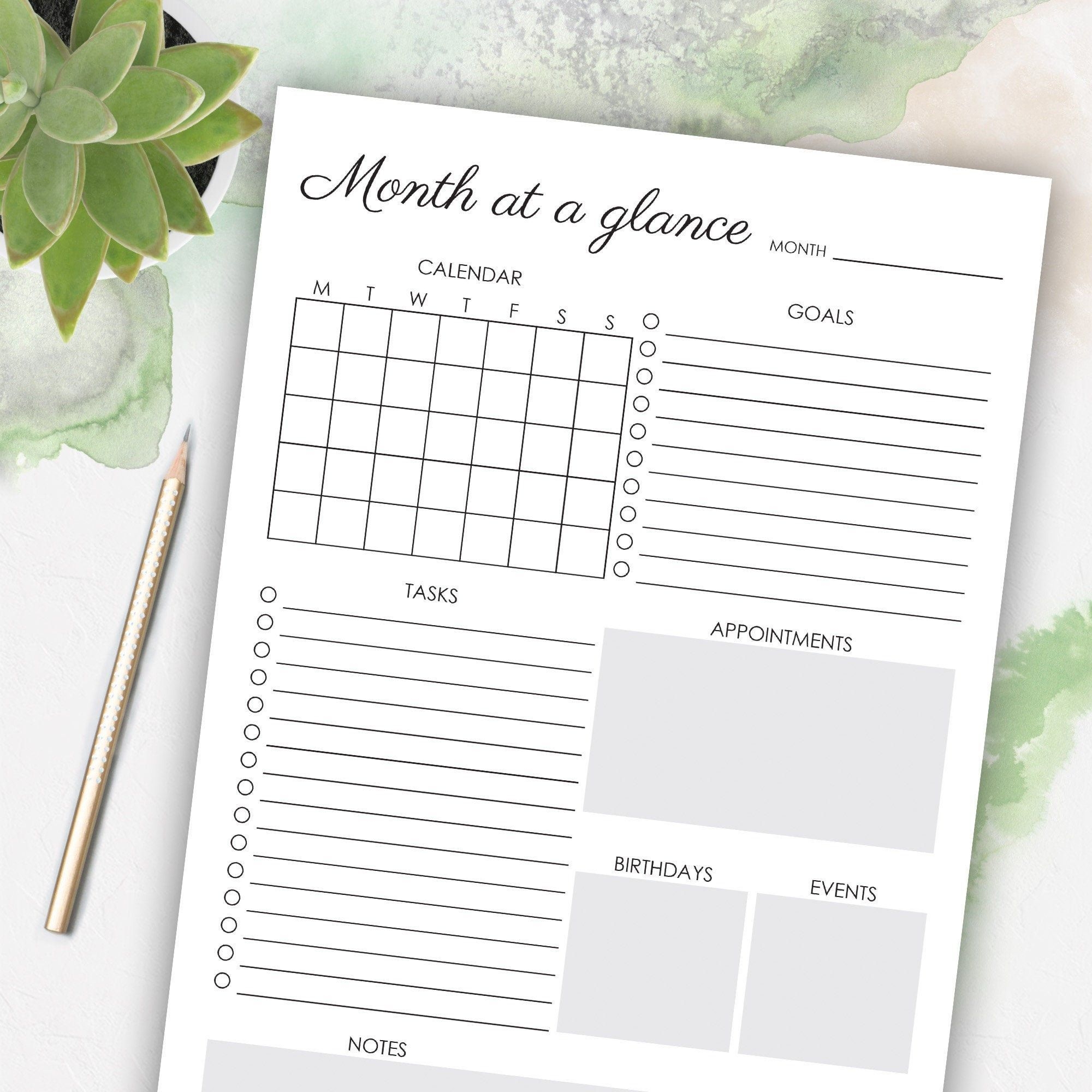 Month At A Glance Pdf Example Calendar Printable