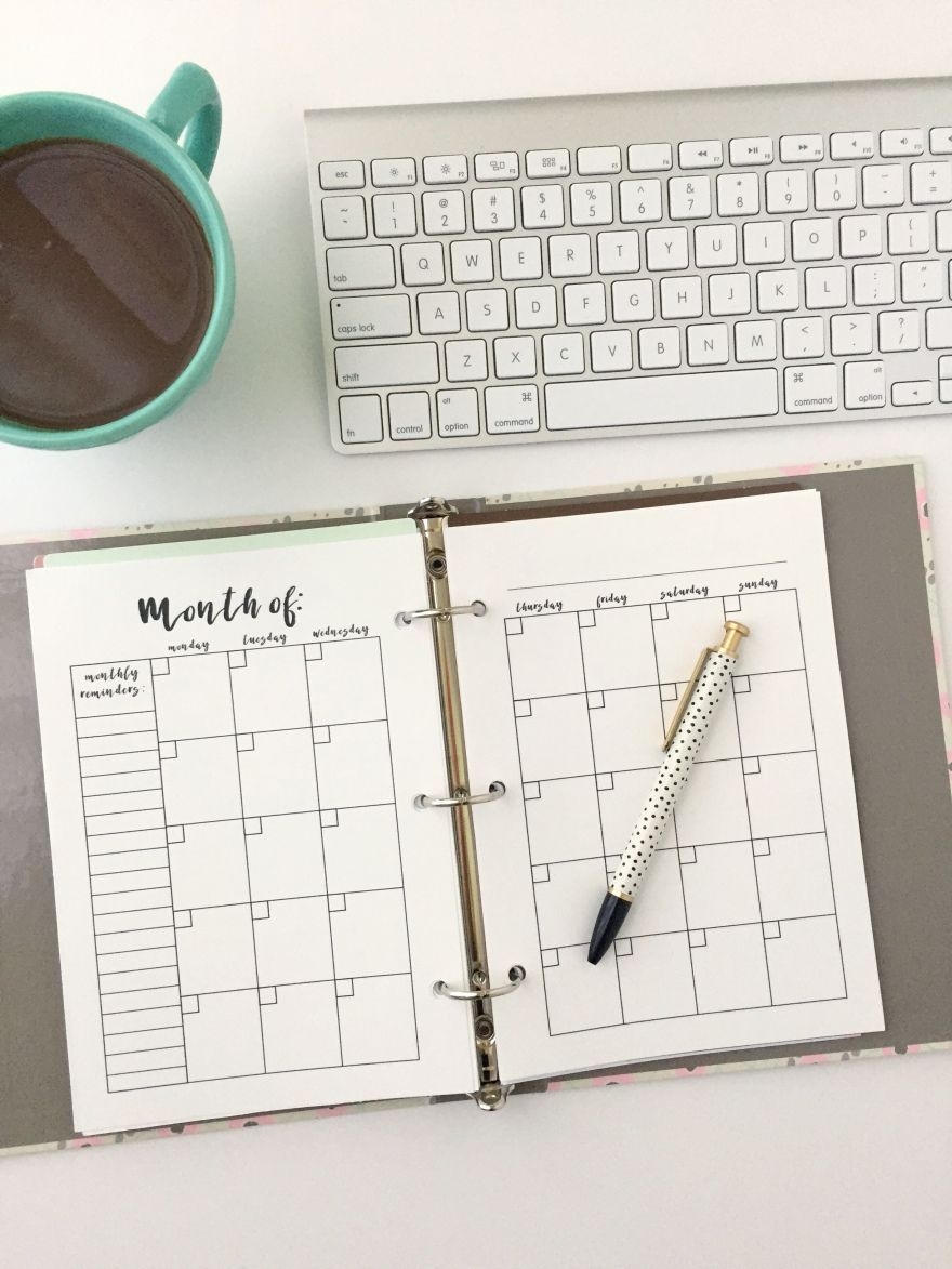 Planner Monthly Calendar Binder Example Calendar Printable