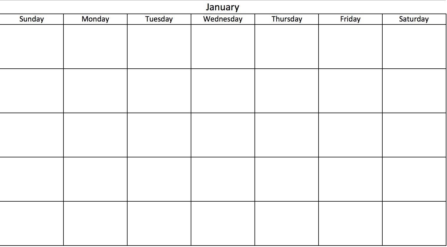 Monthly Calendar No Dates – Printable Week Calendar