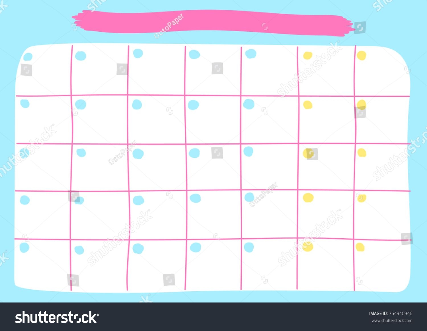 Monthly Calendar Template Printable Pastel Calendar Stock